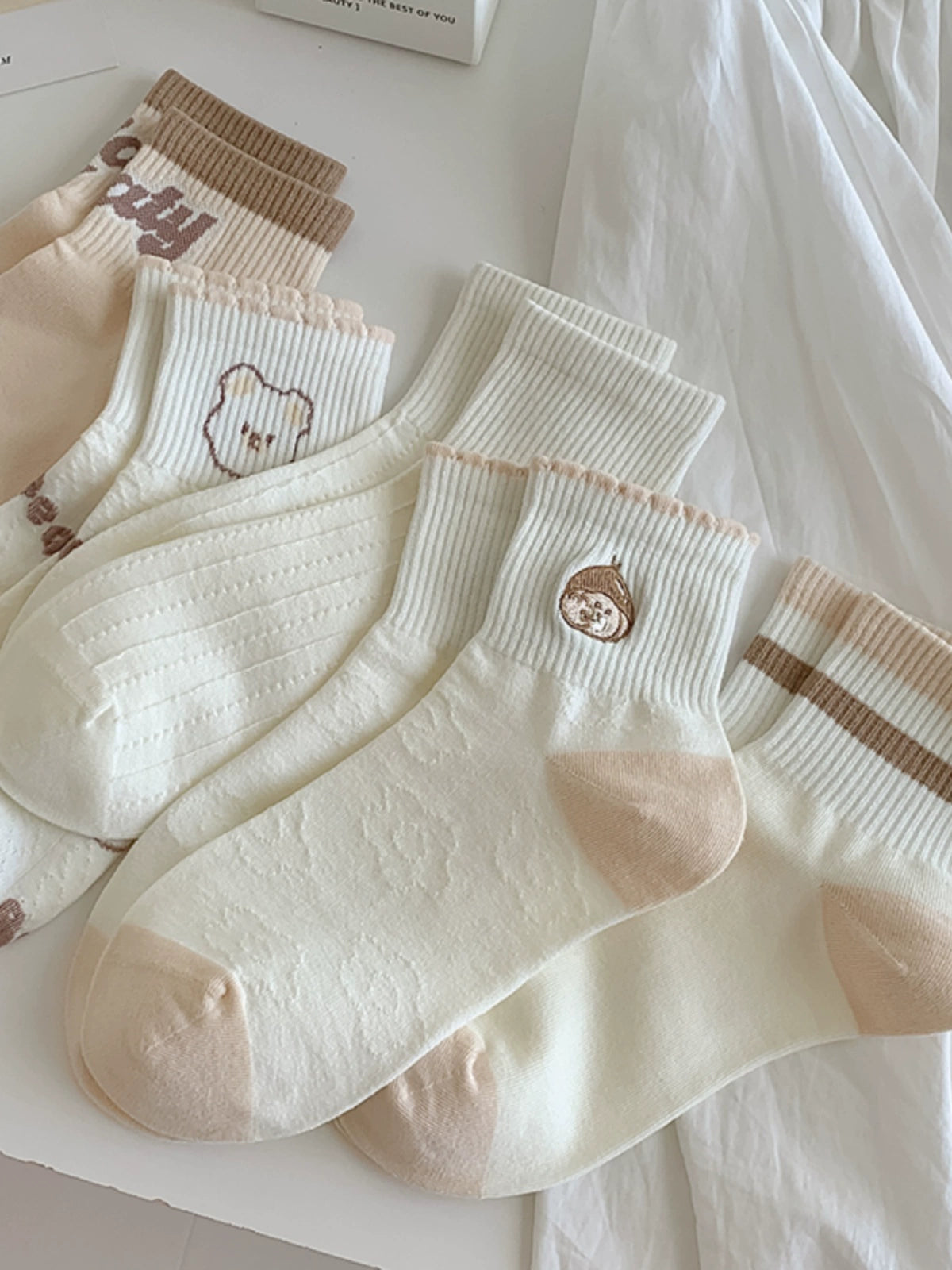 [5 Pairs] Create a Different Self-Made Spring and Summer Thin Pure Cotton Breathable