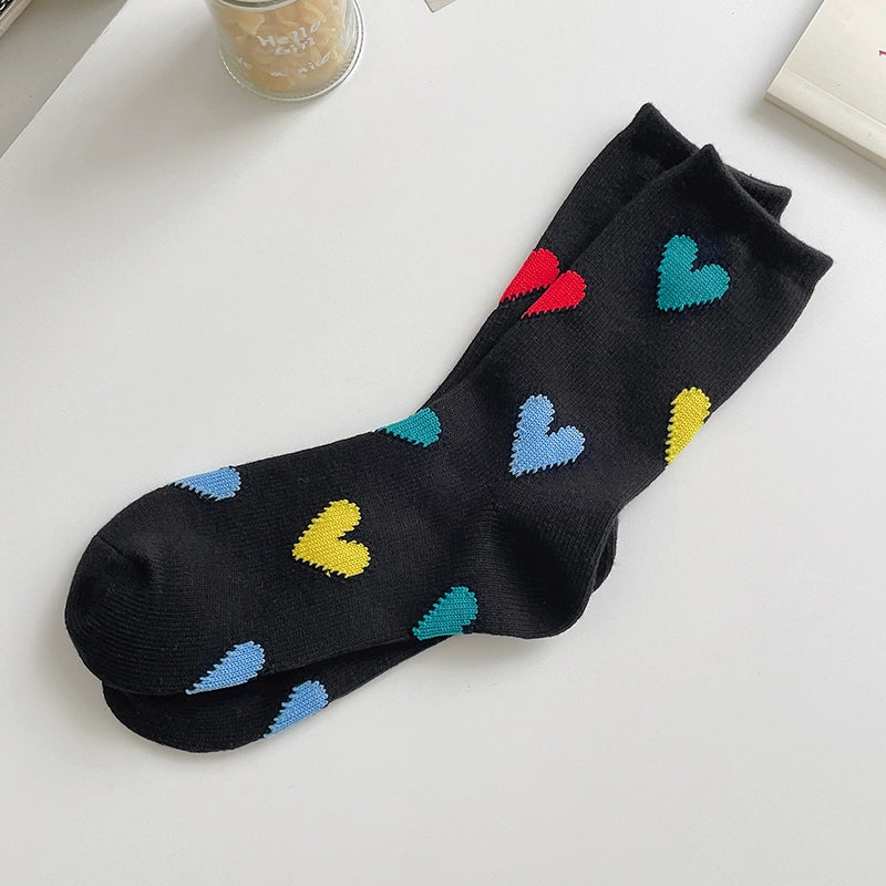 [2 Pairs] Spring and Summer Colored Loving Heart College Style Sweet Love Sweet