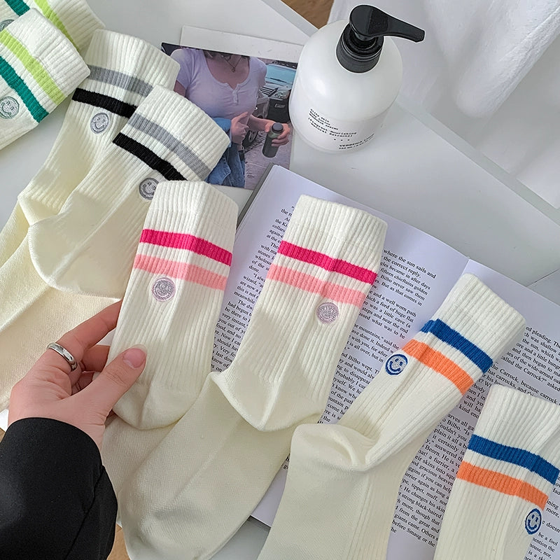 [4 Pairs] Pure Cotton Material Keeps Your Feet Dry All the Time Spring and Summer Girl New