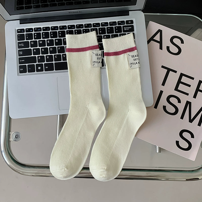 [3 Pairs] Three-Color Wool Heel Cloth Label Spring and Summer Soft Glutinous Simple and Comfortable Fashion Middle Wow