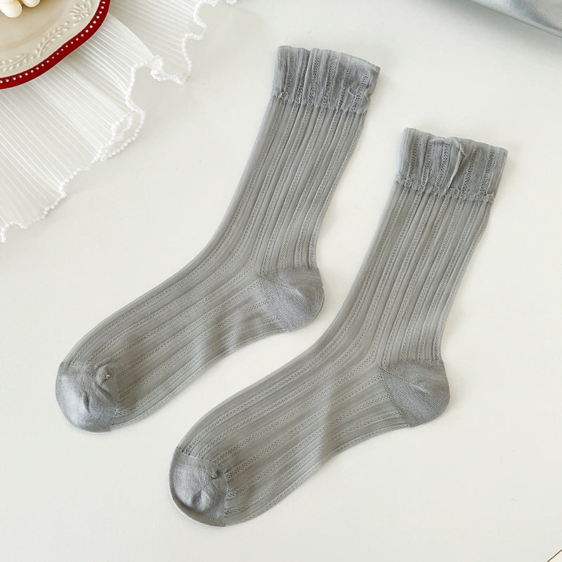 [5 Pairs] Summer Kanekalon Breathable Sexy Girl Fashion Simple Plain Color Easy to Match