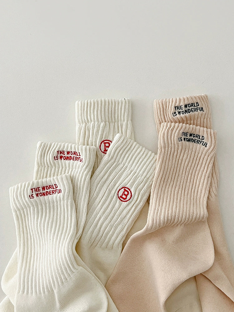 [7 Pairs] Spring and Summer White in Thin Section Letters Couples Fashion Shoes Matching Will Take You to Fashion