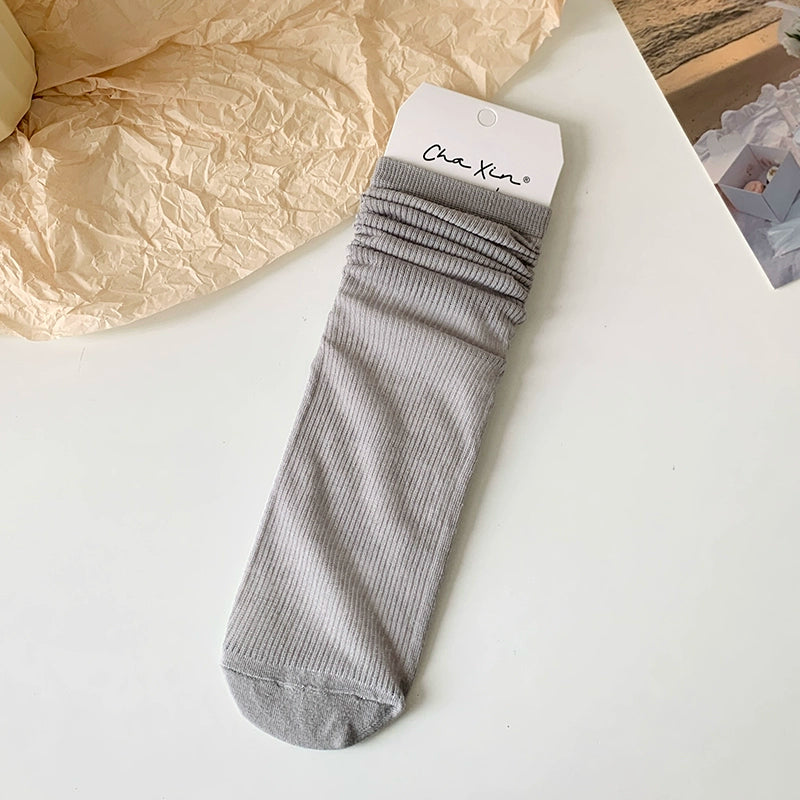 [4 Pairs] Thin Breathable Gentle Little Sister Solid Color Wear