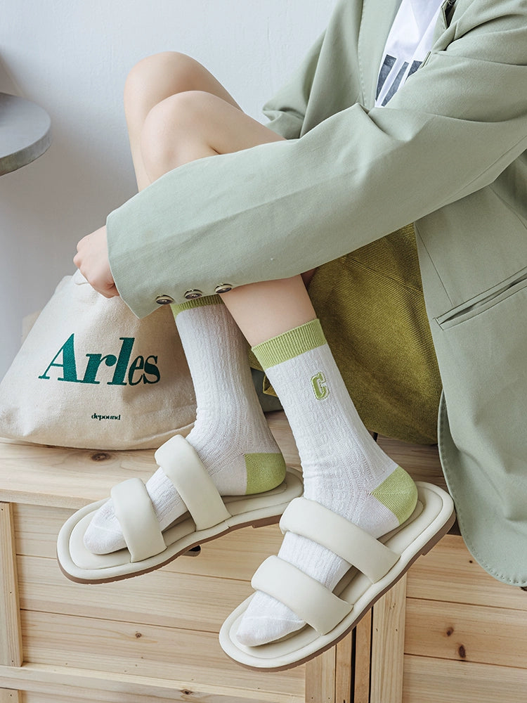 [2 Pairs] Green Bamboo Cotton Spring and Summer Thin and Comfortable Breathable Bring a Grassland