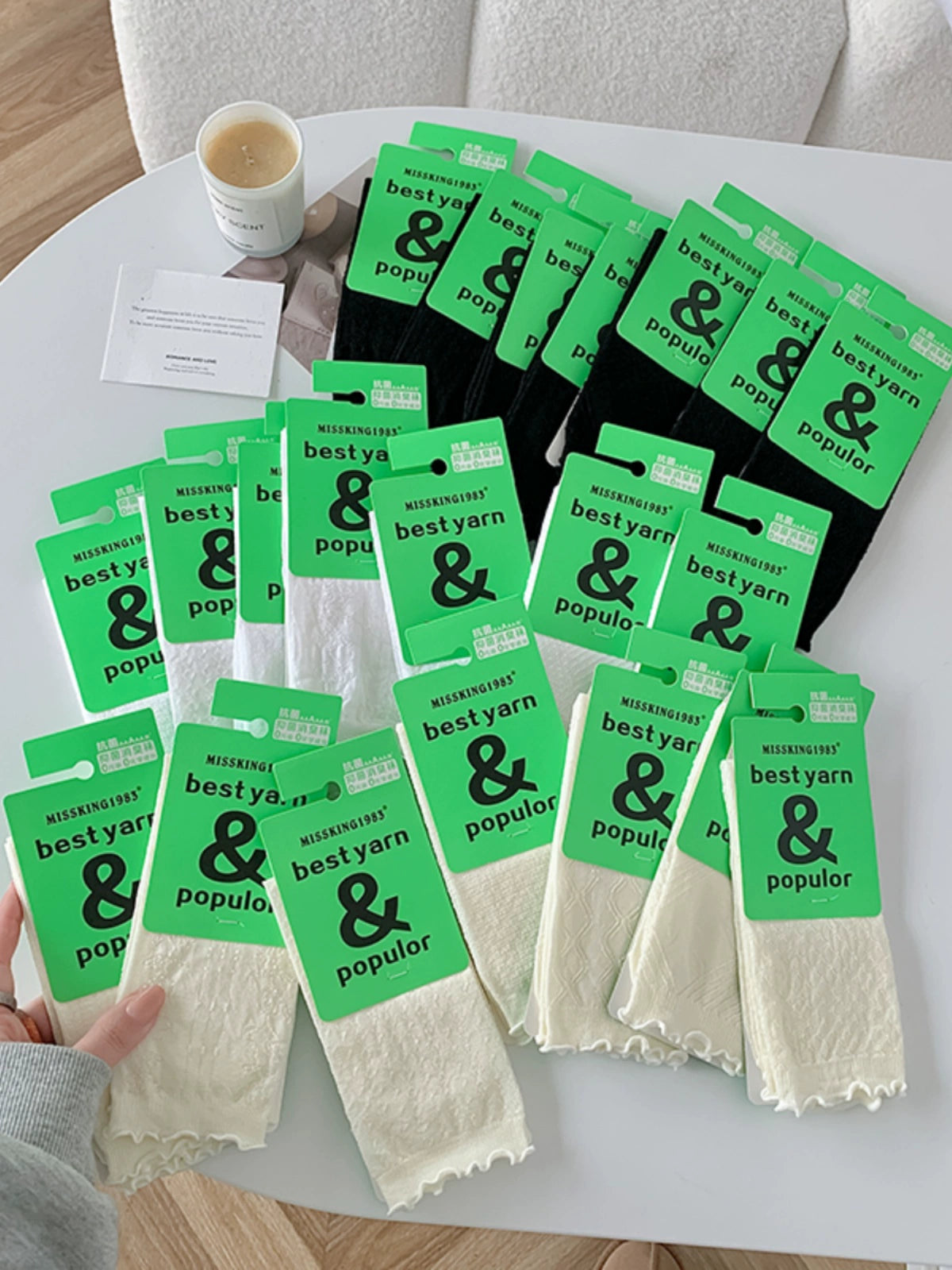 [3 Pairs] Summer Breathable Mesh Small White Socks Thin Wooden Ear Pure Wear