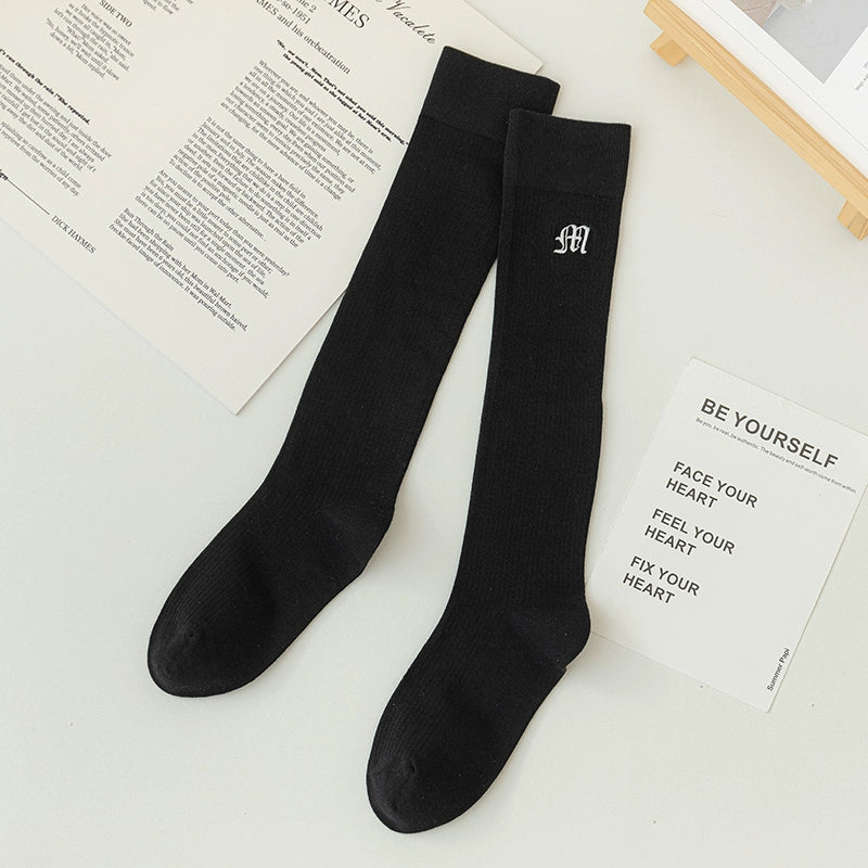 [2 Pairs] College Style All-Match Embroidery Calf Socks Spring and Summer Selected Boutique