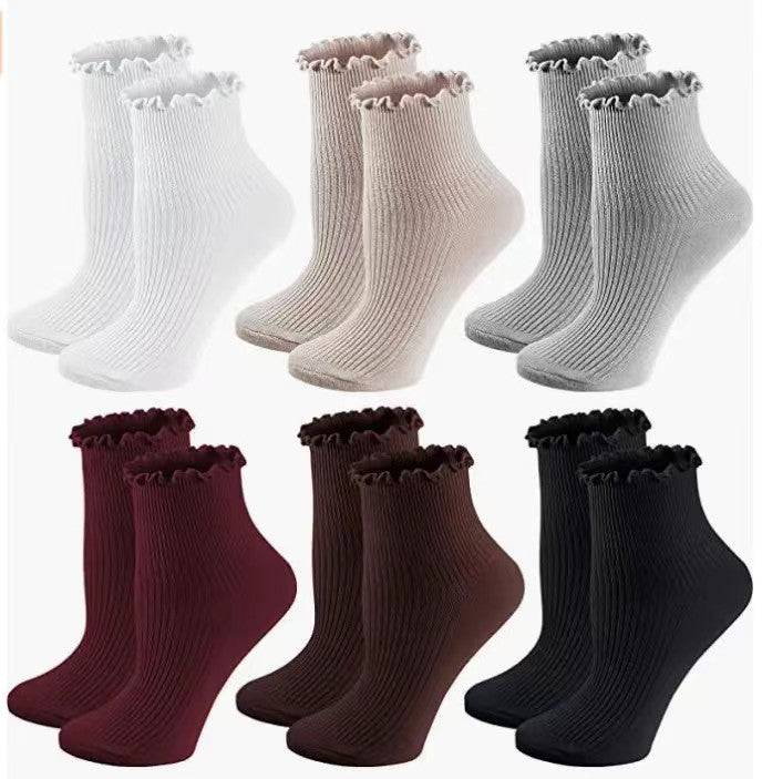 Japanese Lolita Women's Socks Tree Fungus-like Lacework Short Cotton Socks 10 Colors Cotton Women's Low Top Women's Low Cut Socks