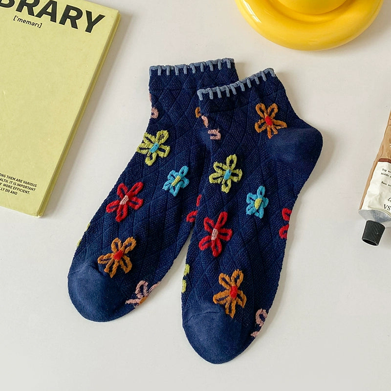 [5 Pairs] Classical Color Spring and Summer Thin Boat Ethnic Style a Little Retro Girl