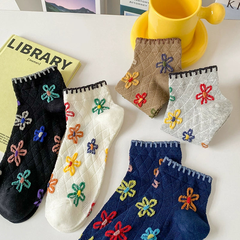 [5 Pairs] Classical Color Spring and Summer Thin Boat Ethnic Style a Little Retro Girl