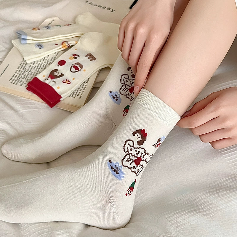 [4 Pairs] Trendy Cute Elements Summer Thin Breathable Japanese Cute Wear