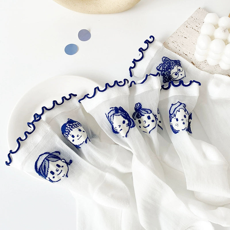 [5 Pairs] College Style Kanekalon Girls Are Very Cute Summer Matching White Shoes Skirt