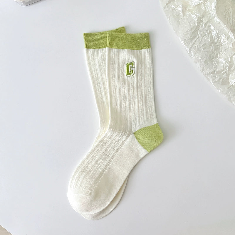 [2 Pairs] Green Bamboo Cotton Spring and Summer Thin and Comfortable Breathable Bring a Grassland