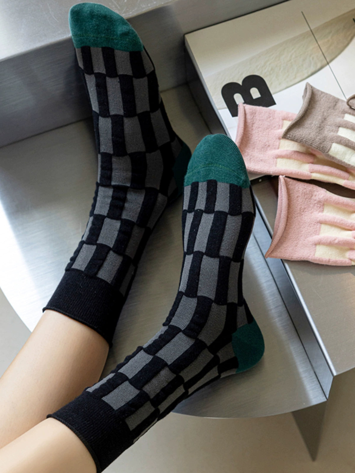 [5 Pairs] Spring and Summer Dopamine Color Three-Dimensional Relief Loose Bamboo Joint Pure Cotton Japanese Loose Mouth