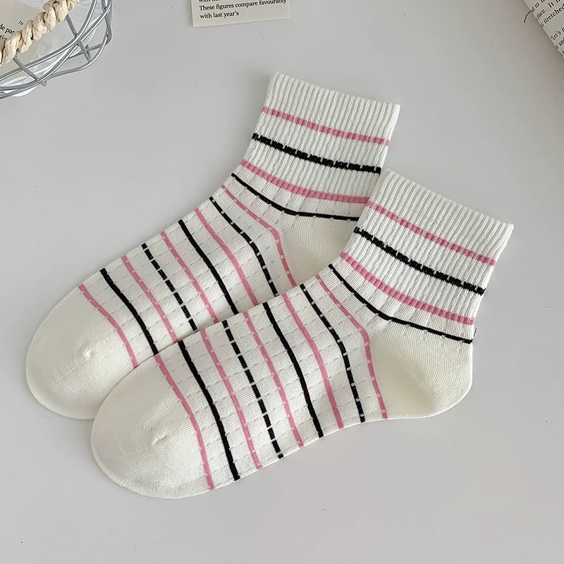 [5 Pairs] Spring and Summer Thin Breathable Cute Wear Makes You Young and Energetic Pure Cotton