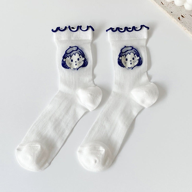 [5 Pairs] College Style Kanekalon Girls Are Very Cute Summer Matching White Shoes Skirt