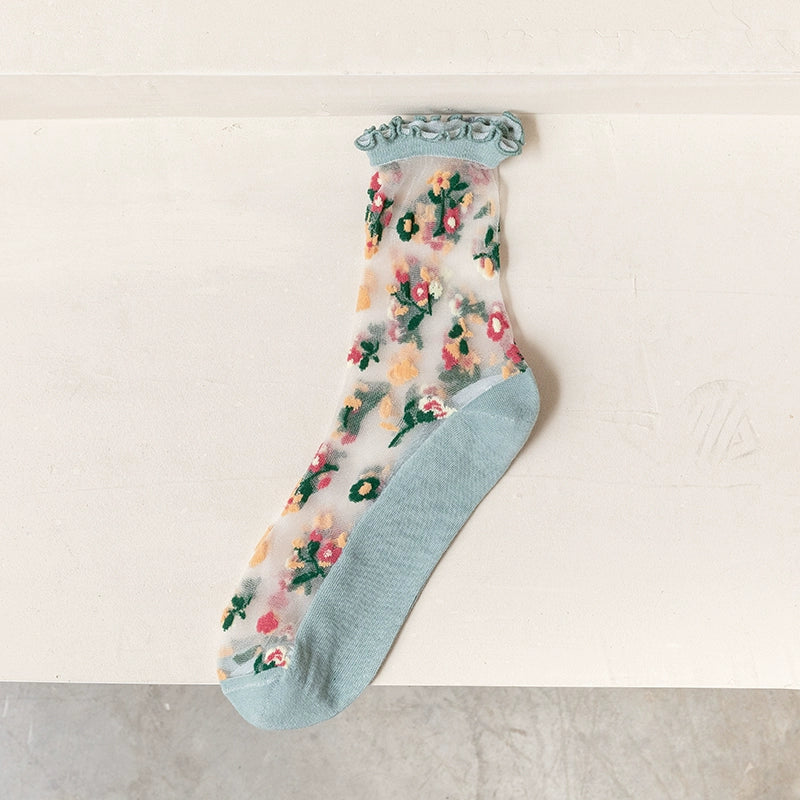 [5 Pairs] Summer Thin Little Flowers Kanekalon Wooden Ear Breathable Little Girl Wear