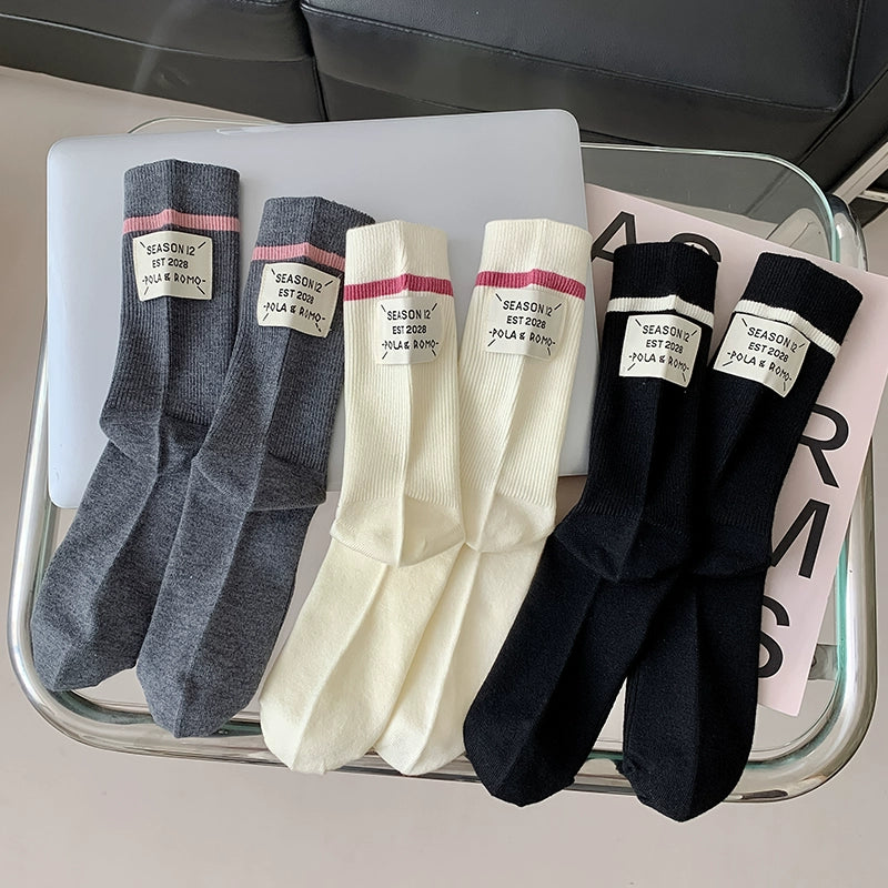 [3 Pairs] Three-Color Wool Heel Cloth Label Spring and Summer Soft Glutinous Simple and Comfortable Fashion Middle Wow