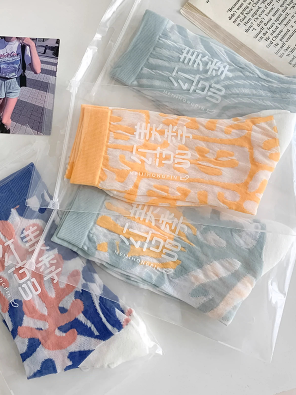 [4 Pairs] Spring and Summer Thin Breathable Mesh Street Fashion Athletic Girl Wear