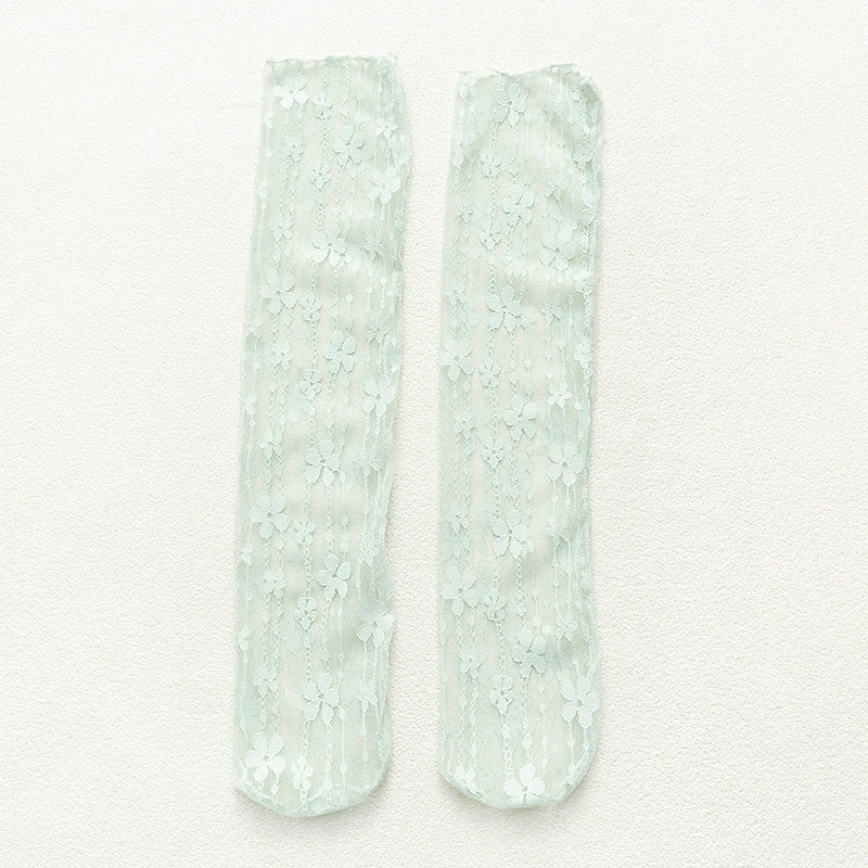 [2 Pairs] Summer Lace Breathable Cool Mesh Curling with Leather Shoes Good Socks