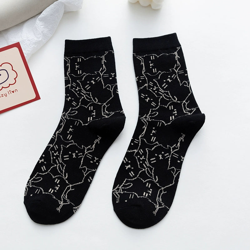 [2 Pairs] Spring Summer Japanese Cat Style Cute Cat Fashion Socks