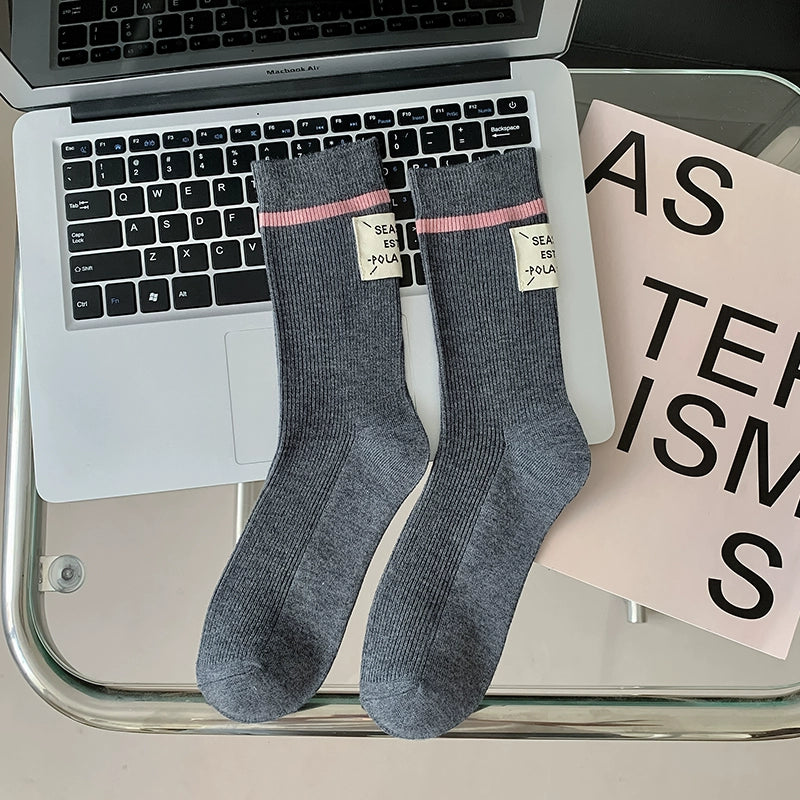 [3 Pairs] Three-Color Wool Heel Cloth Label Spring and Summer Soft Glutinous Simple and Comfortable Fashion Middle Wow