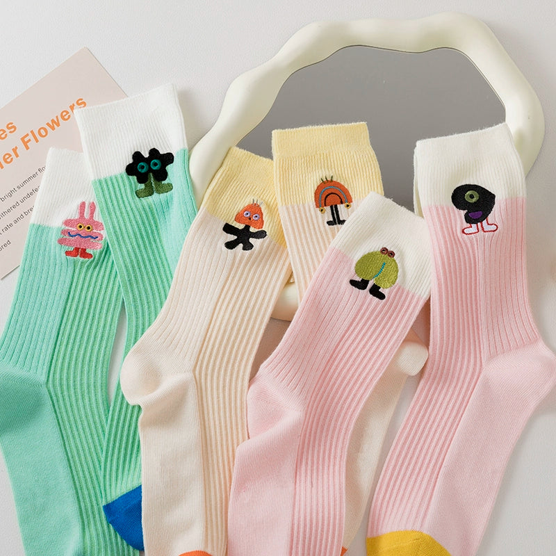 [3 Pairs] Simple Aesthetics, Improve Your Wearing Partner's Spring and Summer Thin Cute Embroidery