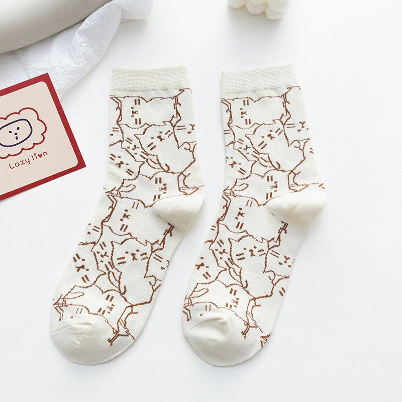 [2 Pairs] Spring Summer Japanese Cat Style Cute Cat Fashion Socks