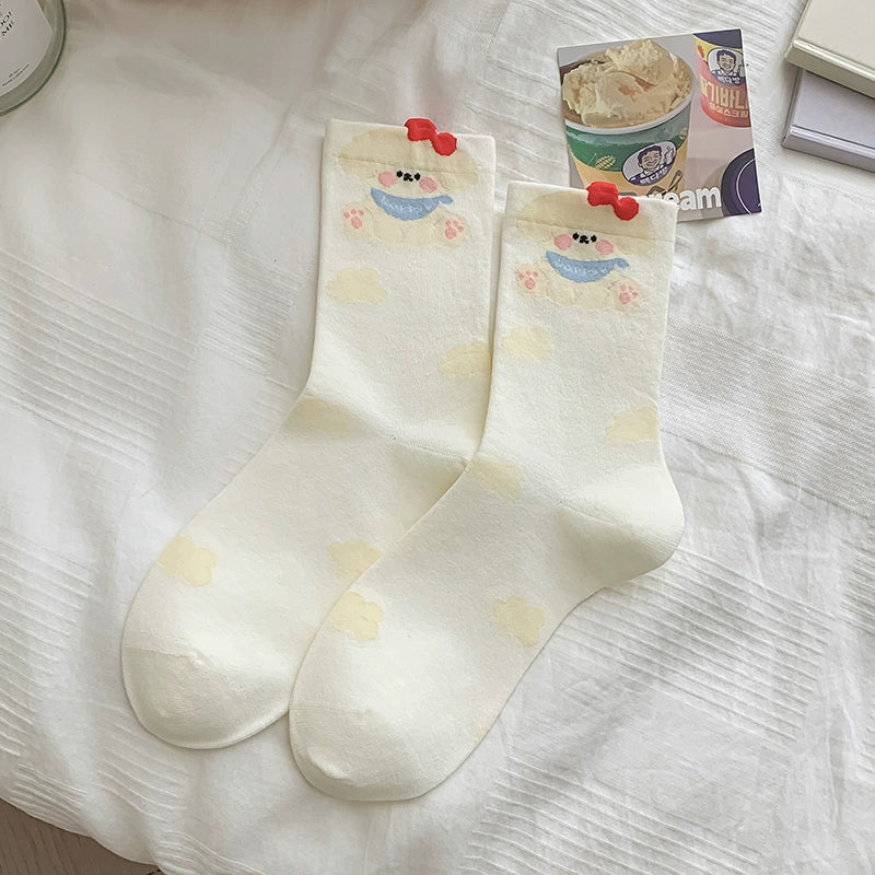 [5 Pairs] Spring and Summer Three-Dimensional Cartoon Thin Japanese Soft and Adorable Wear