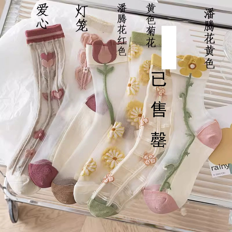 [5 Pairs] Summer Thin Kanekalon Floral Embellishment Your Feet Look Good to Wear