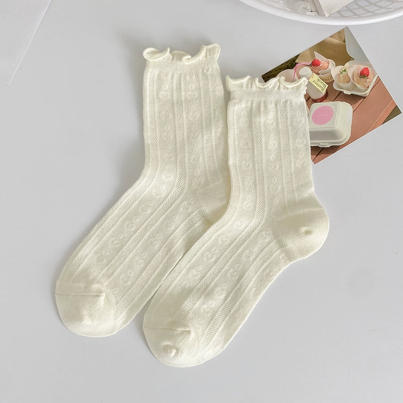 [5 Pairs] Summer Thin Pure Cotton Breathable Mesh Japanese and Korean Female Women's Socks