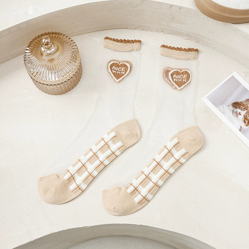 [5 Pairs] Spring and Summer Thin Kanekalon Transparent Honey Plaid Flower Breathable