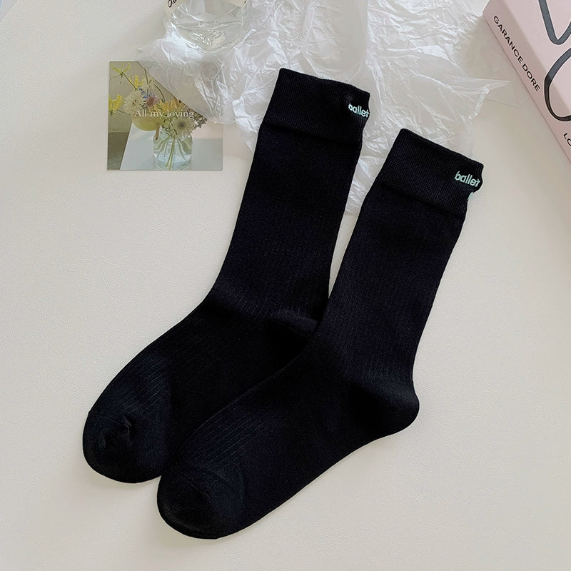 [5 Pairs] Spring and Summer Thin Heel Embroidery Breathable Pure Cotton Creates a Unique Wearing Effect