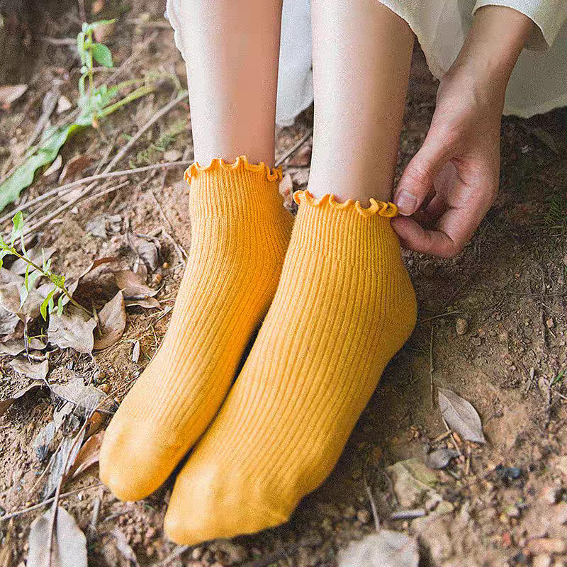 Japanese Lolita Women's Socks Tree Fungus-like Lacework Short Cotton Socks 10 Colors Cotton Women's Low Top Women's Low Cut Socks