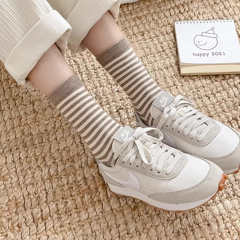 [2 Pairs] Spring and Summer Classic Striped Pure Cotton Comfortable Breathable and Fashionable