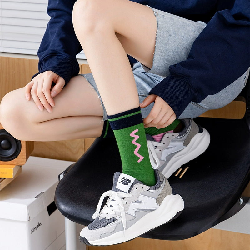 [3 Pairs] Xiaohongshu Personalized Fashion Match High-Profile Figure Rabbit Pink Female Mid-Calf