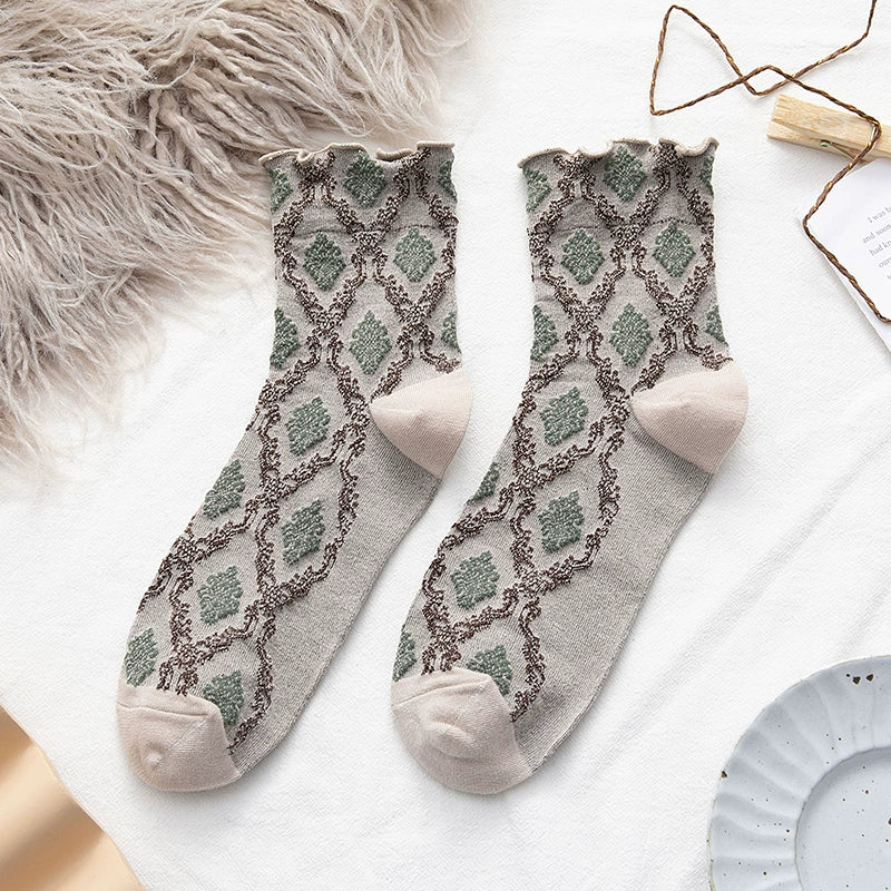 [2 Pairs] Spring and Summer Rhombus Lace Gold and Silver Silk Wear Fashionable Preface