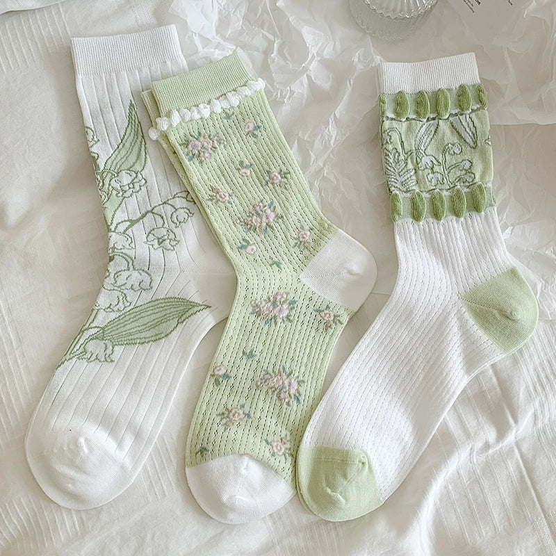 [3 Pairs] Spring Summer Simplicity Breathable Thin Pure Cotton Mesh to Create Personalized Summer Style