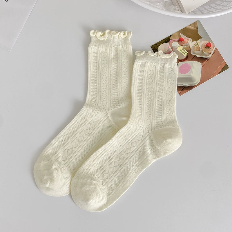 [5 Pairs] Summer Thin Pure Cotton Breathable Mesh Japanese and Korean Female Women's Socks