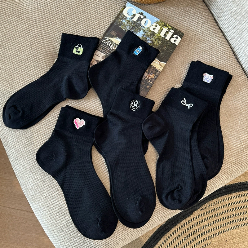 [6 Pairs] Classic Black and White Kanekalon Breathable and Simple Fashion Wear Fairy Flying