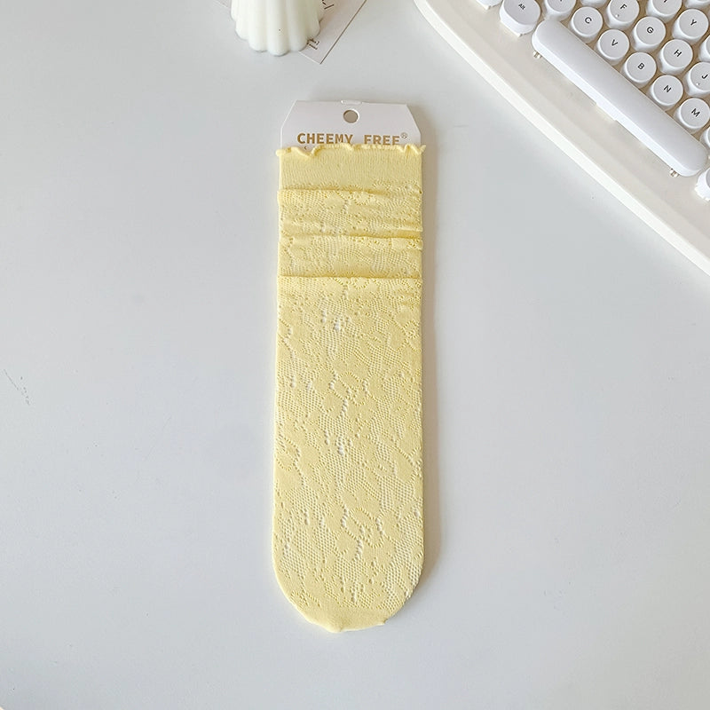 [5 Pairs] Summer Thin and Comfortable Breathable Mesh Pile Style Tube Socks