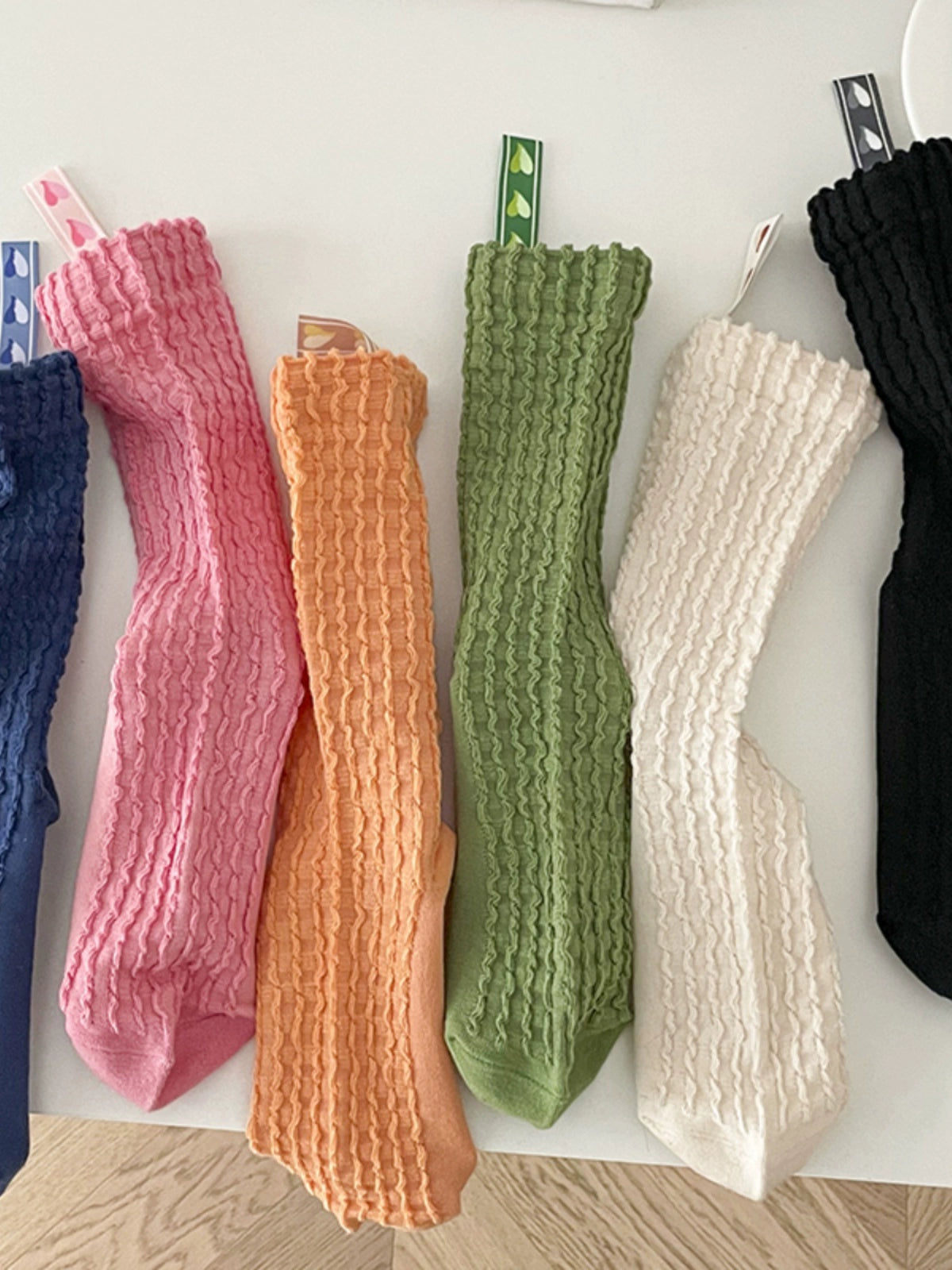 [6 Pairs] Little Red Book Recommendation Dopamine Color Waffle Love Macaron Ribbon Fairy Pure Cotton