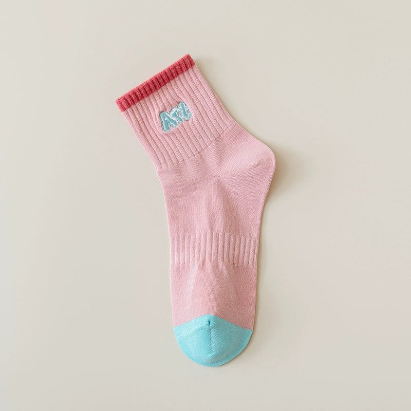 [5 Pairs] Fashion Trend Spring and Summer Thin Breathable Embroidered Pure Cotton Boat Leading Fashion Trend