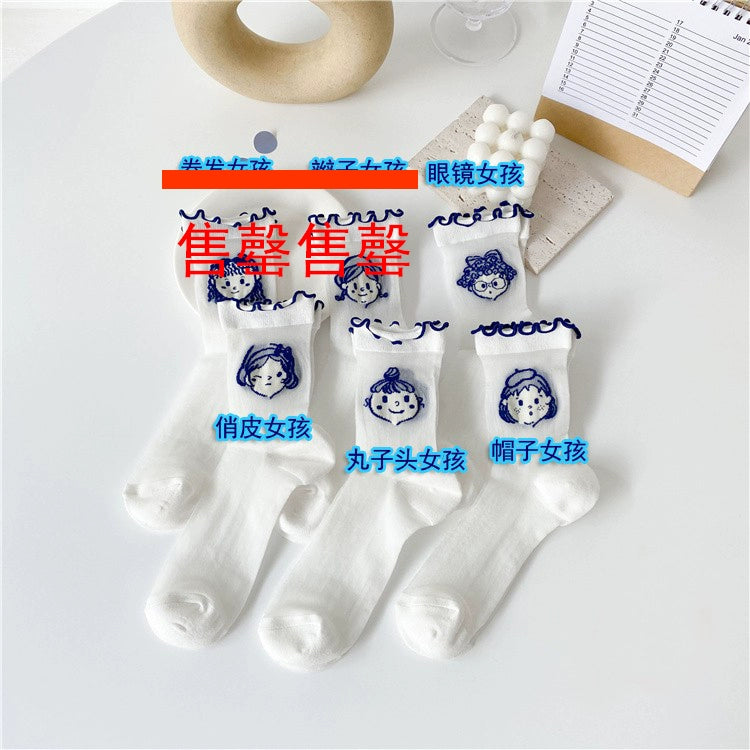 [5 Pairs] College Style Kanekalon Girls Are Very Cute Summer Matching White Shoes Skirt