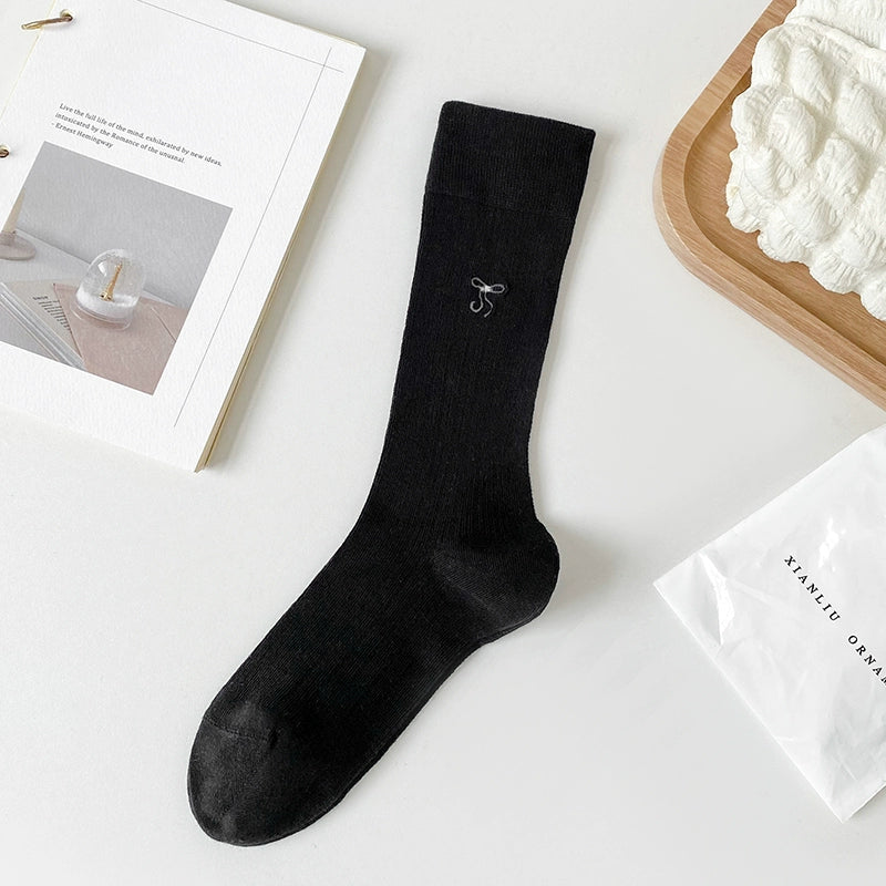 [5 Pairs] Solid Color Bowknot Cute MUA Summer Thin Breathable Little Fairy Wear