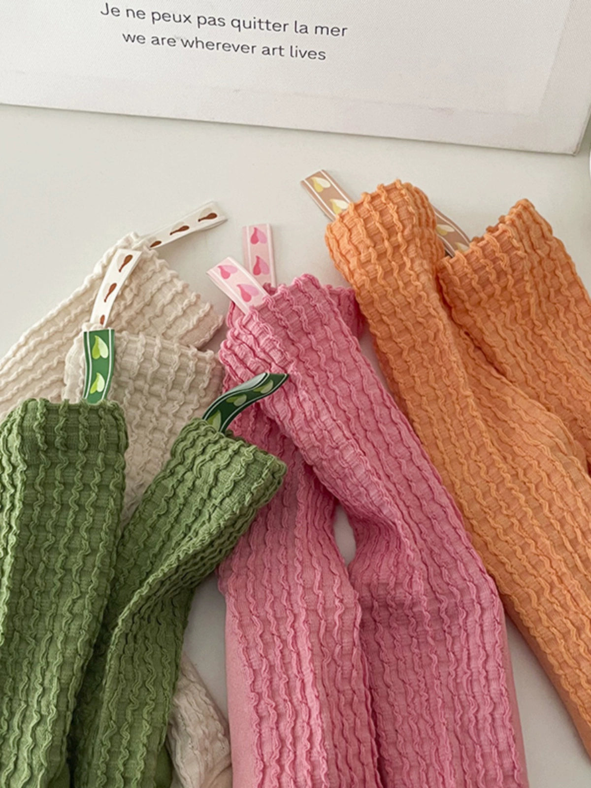 [6 Pairs] Little Red Book Recommendation Dopamine Color Waffle Love Macaron Ribbon Fairy Pure Cotton