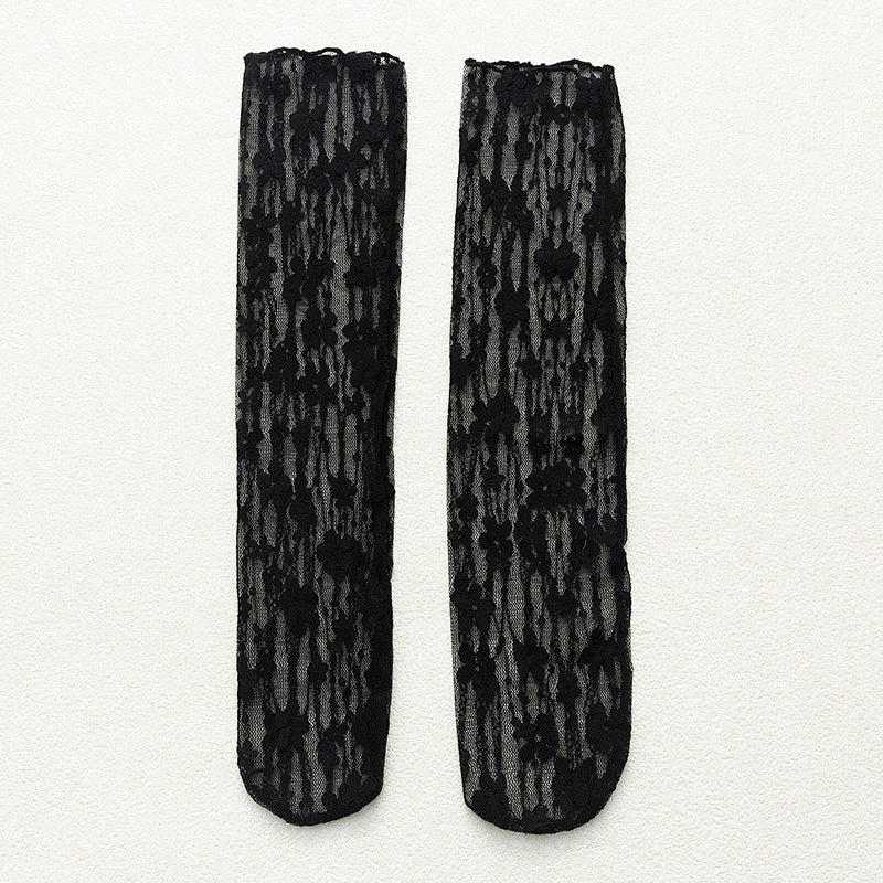 [2 Pairs] Summer Lace Breathable Cool Mesh Curling with Leather Shoes Good Socks