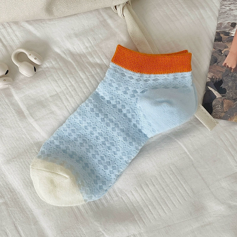 [5 Pairs] Summer Two-Color Wear Thin Breathable Mesh Girl