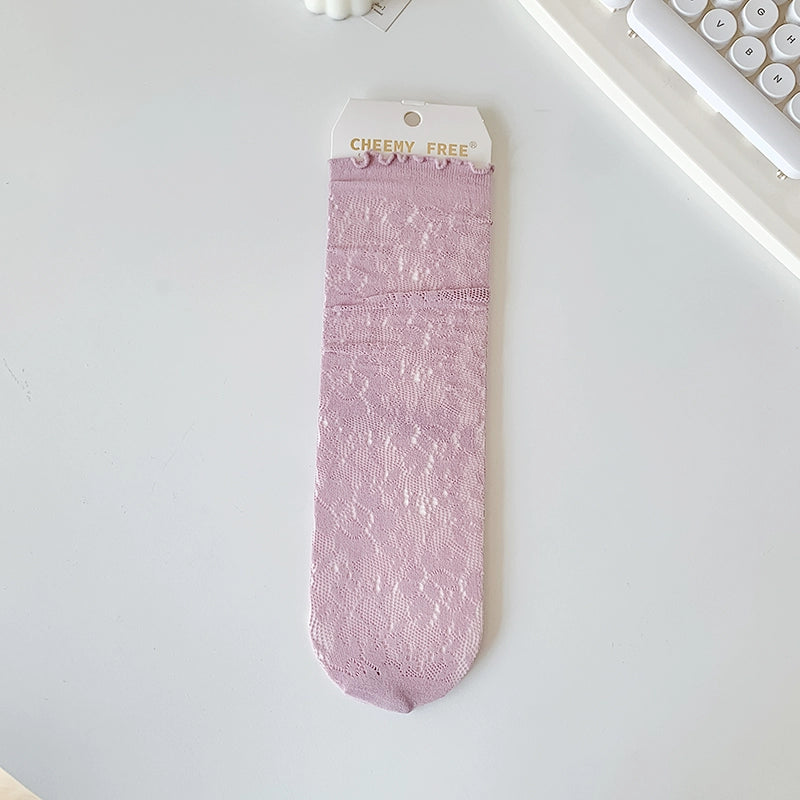 [5 Pairs] Summer Thin and Comfortable Breathable Mesh Pile Style Tube Socks