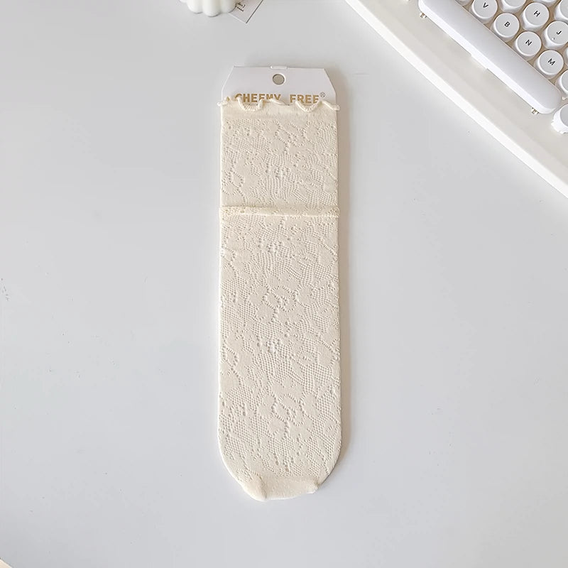 [5 Pairs] Summer Thin and Comfortable Breathable Mesh Pile Style Tube Socks