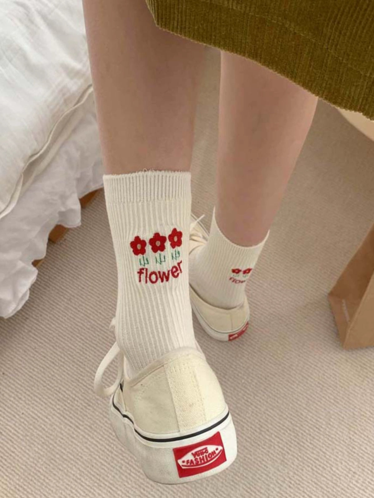 [3 Pairs] Spring and Summer Three Flowers Thin Simple and Beautiful Pure Cotton Comfortable Wear